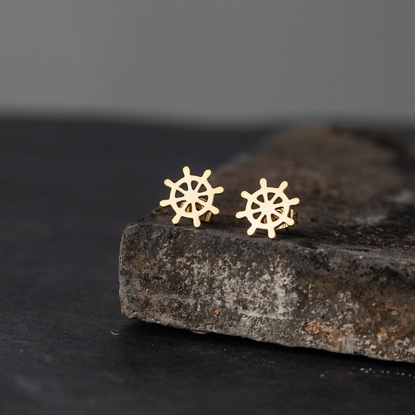 irregular turning rudder earrings stud shipboat steer stainless steel 18k gold jewelry accessories gift for girls, Golden;silver
irregular turning rudder earrings stud shipboat steer stainless steel 18k gold jewelry accessories gift for girls, Golden;silver