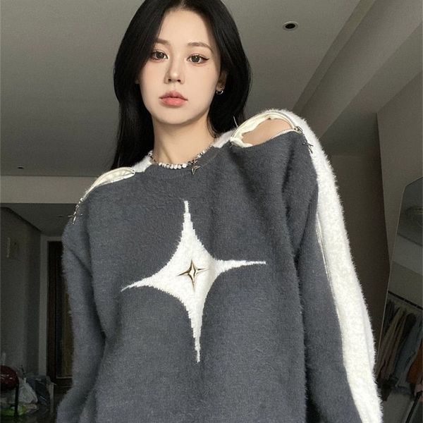 womens sweaters contrast star offshoulder sweater american fashion lazy one shoulder knit sweater girl loose pullover long sleeve 220929, White;black
womens sweaters contrast star offshoulder sweater american fashion lazy one shoulder knit sweater girl loose pullover long sleeve 220929, White;black