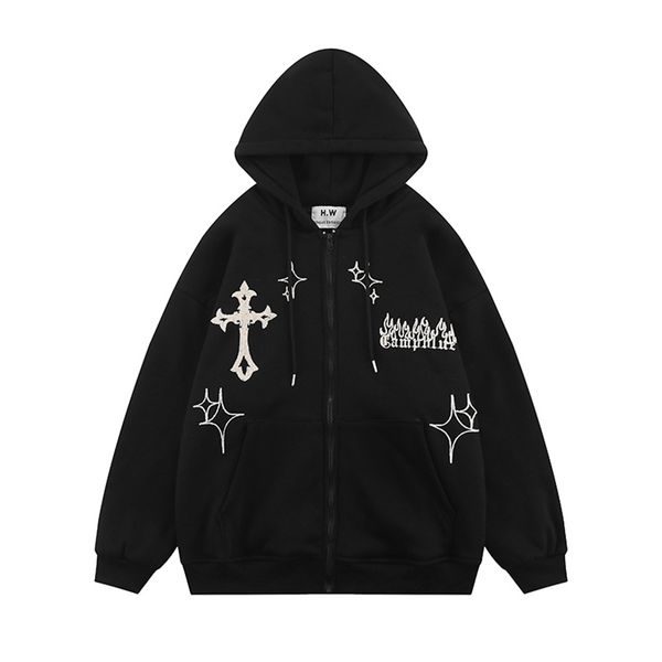 men's hoodies sweatshirts gothic letters print oversized zip up hoodie autumn winter streetwear long sleeve cotton jackets 220929, Black
men's hoodies sweatshirts gothic letters print oversized zip up hoodie autumn winter streetwear long sleeve cotton jackets 220929, Black