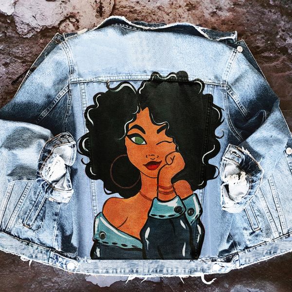 autumn and winter lapel long-sleeved denim jacket women's new street fashion personality curly girl pattern print hip hop, Black;brown
autumn and winter lapel long-sleeved denim jacket women's new street fashion personality curly girl pattern print hip hop, Black;brown