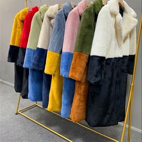 women's fur faux winter women rabbit luxury long coat lapel overcoat thick warm female plush jacket 220929, Black
women's fur faux winter women rabbit luxury long coat lapel overcoat thick warm female plush jacket 220929, Black