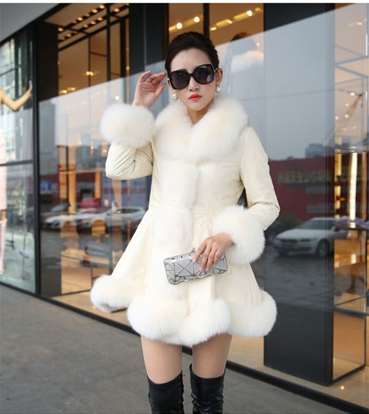 women plus size winter coats pu leather splicing imitation fox fur collar plush sleeves casual fashion leisure street long sleeves outerwear, Black
women plus size winter coats pu leather splicing imitation fox fur collar plush sleeves casual fashion leisure street long sleeves outerwear, Black