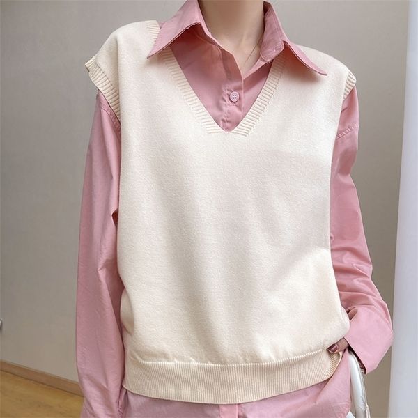 women's vests ladies v-neck knit loose spring/summer sleeveless sweater thin casual all-match women pullover waistcoat 220928, Black;white
women's vests ladies v-neck knit loose spring/summer sleeveless sweater thin casual all-match women pullover waistcoat 220928, Black;white