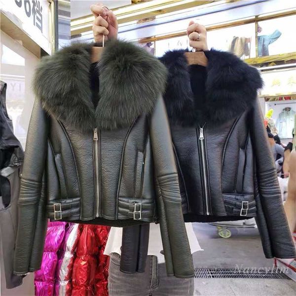 women's fur faux fur real fur collar coat women 2022 autumn winter slim-fit short temperament motorcycle pu leather jackets femme t2209, Black
women's fur faux fur real fur collar coat women 2022 autumn winter slim-fit short temperament motorcycle pu leather jackets femme t2209, Black