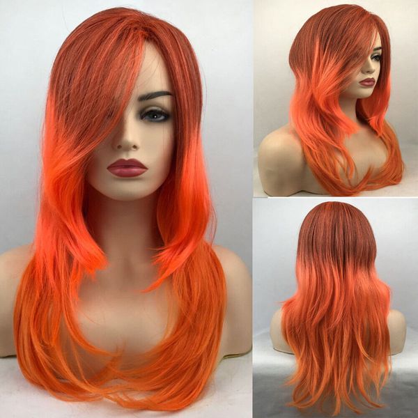 long straight orange grandient synthetic hair wigs halloween party cosplay wigs, Black
long straight orange grandient synthetic hair wigs halloween party cosplay wigs, Black