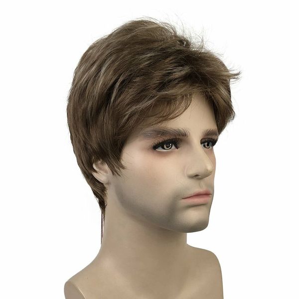 princesslydell men wig natural short straight hair synthetic full wigs, Black
princesslydell men wig natural short straight hair synthetic full wigs, Black