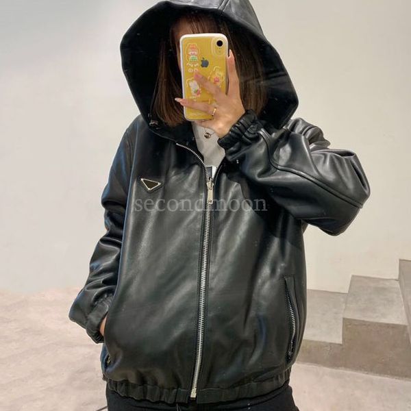 pu leather jackets women triangle badge decoration jacket long sleeve hooded coat street style designer outerwear, Black;brown
pu leather jackets women triangle badge decoration jacket long sleeve hooded coat street style designer outerwear, Black;brown