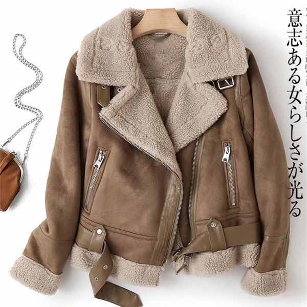 women's leather faux ailegogo women winter shearling sheepskin fake jackets lady thick warm suede lambs short motorcycle brown coats 22, Black
women's leather faux ailegogo women winter shearling sheepskin fake jackets lady thick warm suede lambs short motorcycle brown coats 22, Black