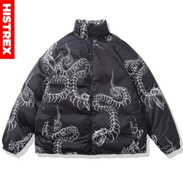 men's down parkas histrex men reversible jacket parka winter snake dinosaur skeleton gothic thick warm puffer harajuku oversized coats, Black
men's down parkas histrex men reversible jacket parka winter snake dinosaur skeleton gothic thick warm puffer harajuku oversized coats, Black