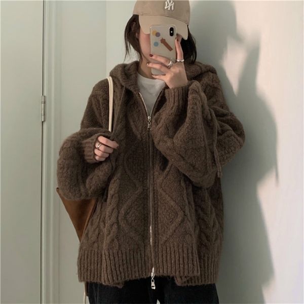 women's knits tees women autumn winter oversize knitted cardigan casual hooded twist sweater zipper long sleeve crochet outerwear 22092, White
women's knits tees women autumn winter oversize knitted cardigan casual hooded twist sweater zipper long sleeve crochet outerwear 22092, White
