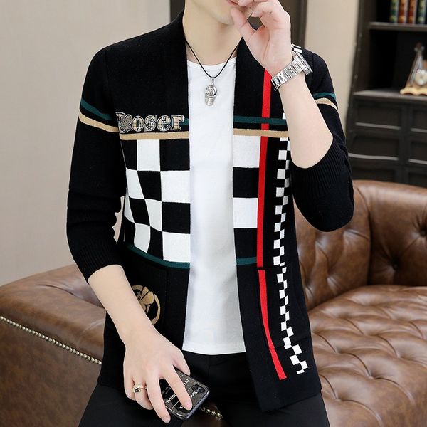 men's sweaters knitted coat autumn new cape trend casual belt pocket cardigan sweater jacket, White;black
men's sweaters knitted coat autumn new cape trend casual belt pocket cardigan sweater jacket, White;black
