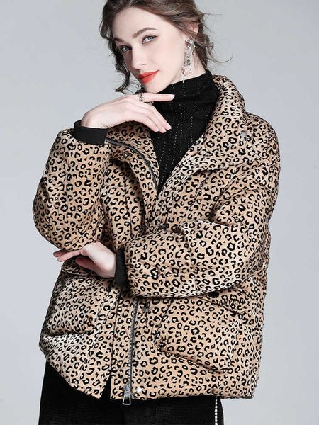women's down parkas 2022 luxury winter loose fit puffer jacket women leopard print short casual zipper thicken warm 90% white duck down, Black
women's down parkas 2022 luxury winter loose fit puffer jacket women leopard print short casual zipper thicken warm 90% white duck down, Black