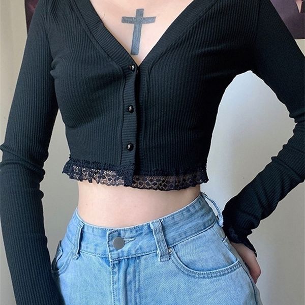 women's knits tees insgoth autumn vintage gothic lace black cardigan harajuku v neck long sleeve crop women knitted button up 220929, White
women's knits tees insgoth autumn vintage gothic lace black cardigan harajuku v neck long sleeve crop women knitted button up 220929, White