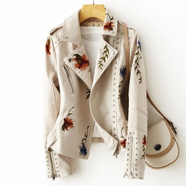 women's leather faux women retro floral print embroidery soft jacket coat turndown collar pu moto biker black punk outerwear 220928
women's leather faux women retro floral print embroidery soft jacket coat turndown collar pu moto biker black punk outerwear 220928
