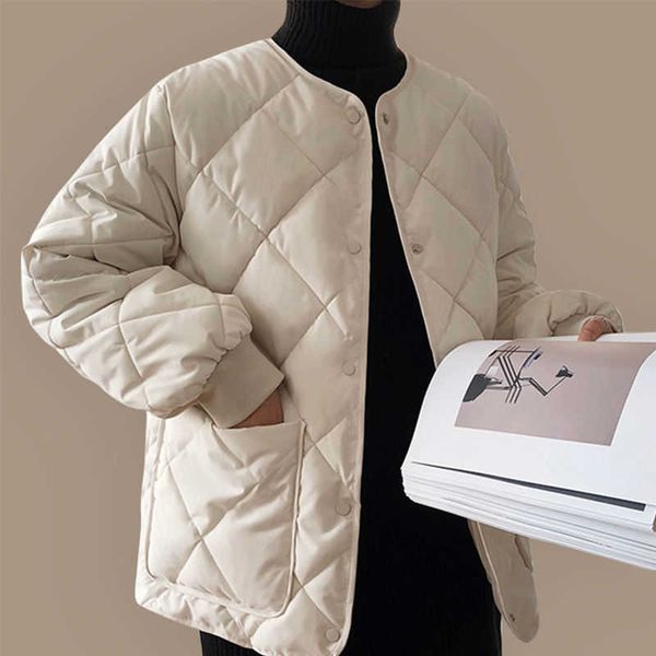 women's down parkas 2021 cotton jacket women's winter korean round neck thickened bread coat female dents loose solid color rhombi, Black
women's down parkas 2021 cotton jacket women's winter korean round neck thickened bread coat female dents loose solid color rhombi, Black