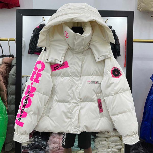 women's down parkas glossy 90% white duck down coat women feather parka fashion letter warm hooded overcoat street women puffer jacket, Black
women's down parkas glossy 90% white duck down coat women feather parka fashion letter warm hooded overcoat street women puffer jacket, Black