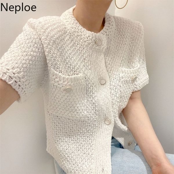 women's knits tees neploe korean cardigan women clothing short sleeve single breasted sweater o neck knit black fashion white coat fem
women's knits tees neploe korean cardigan women clothing short sleeve single breasted sweater o neck knit black fashion white coat fem