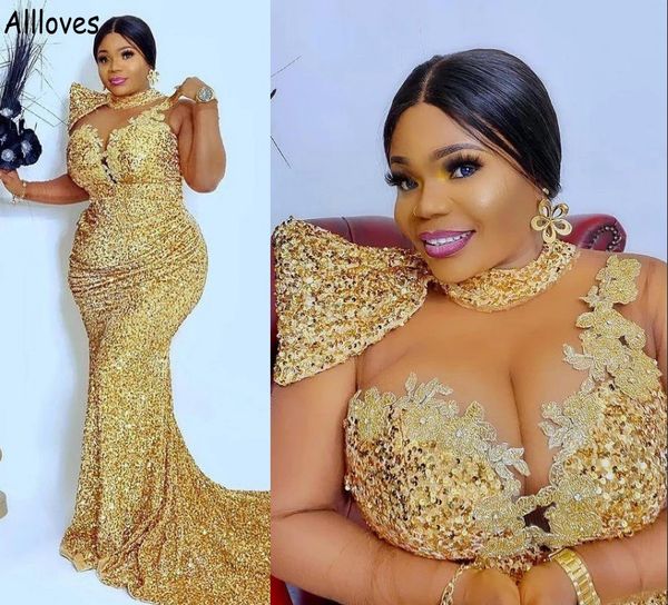 stunning gold sequined evening dresses high neck arabic aso ebi elegant lace appliqued mermaid formal prom party gowns plus size specical oc, Black;red
stunning gold sequined evening dresses high neck arabic aso ebi elegant lace appliqued mermaid formal prom party gowns plus size specical oc, Black;red
