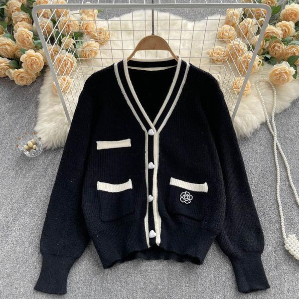 women's knits almighty casual cardigans for women long sleeve v neck single breasted patchwork sweaters korean fashion pocket woman car, White
women's knits almighty casual cardigans for women long sleeve v neck single breasted patchwork sweaters korean fashion pocket woman car, White