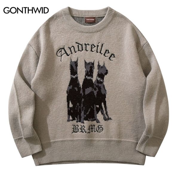 mens sweaters men vintage sweater y2k streetwear hip hop vintage knitted doberman dog sweaters autumn harajuku fashion retro casual sweaters, White;black 
mens sweaters men vintage sweater y2k streetwear hip hop vintage knitted doberman dog sweaters autumn harajuku fashion retro casual sweaters, White;black