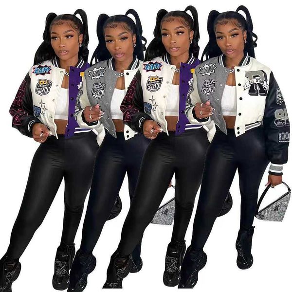 fashion print double threaded baseball jacket varsity coat desinger letter women cropped patchwork buttonletterman jackets, White
fashion print double threaded baseball jacket varsity coat desinger letter women cropped patchwork buttonletterman jackets, White