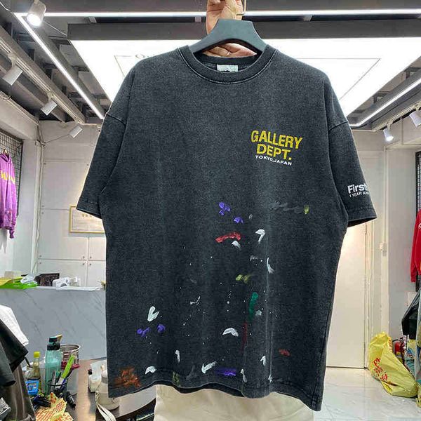 men's t-shirts designer shirt european and american high gallerydepts street vintage letter printing color splash loose round neck shor, White;black
men's t-shirts designer shirt european and american high gallerydepts street vintage letter printing color splash loose round neck shor, White;black