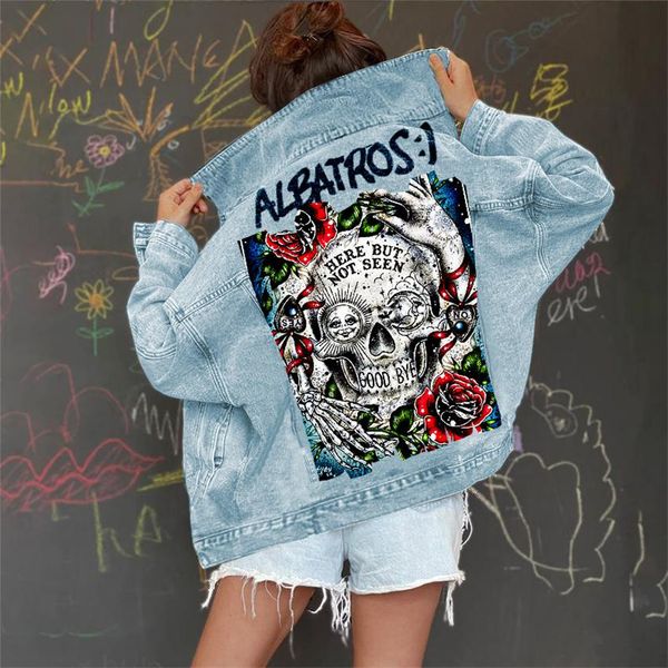 autumn and winter new lapel long-sleeved denim jacket women's street rock punk personality pattern print graffiti outside, Black;brown
autumn and winter new lapel long-sleeved denim jacket women's street rock punk personality pattern print graffiti outside, Black;brown