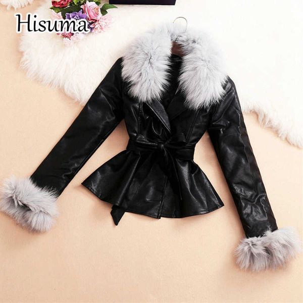 women's fur faux fur 2022 winter new women chic cotton coat female retro fur collar lace-up waist motorcycle pu leather padded jacket w, Black
women's fur faux fur 2022 winter new women chic cotton coat female retro fur collar lace-up waist motorcycle pu leather padded jacket w, Black