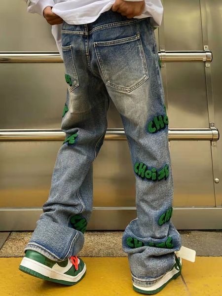 men's jeans autumn and winter letter embroidery flocking washed loose casual jeans hiphop high street style men's and women's, Blue
men's jeans autumn and winter letter embroidery flocking washed loose casual jeans hiphop high street style men's and women's, Blue