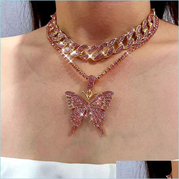 pendant necklaces large butterfly necklace for women double cuban chain layer pendants fashion miami exaggerated charm jewelry drop d dh5rl, Silver 
pendant necklaces large butterfly necklace for women double cuban chain layer pendants fashion miami exaggerated charm jewelry drop d dh5rl, Silver