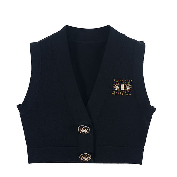 918 l 2022 milan runway autumn sweater sleeveless v neck cardigan black white womens yuecheng, White;black
918 l 2022 milan runway autumn sweater sleeveless v neck cardigan black white womens yuecheng, White;black