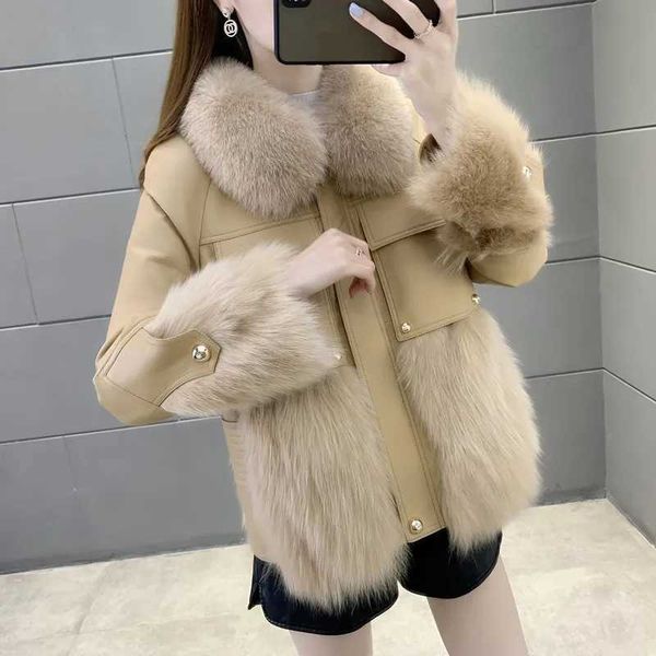 women's fur faux fur women faux leather patchwork jacket pocket casual korean fashion outerwear autumn winter female elegant loose shor, Black
women's fur faux fur women faux leather patchwork jacket pocket casual korean fashion outerwear autumn winter female elegant loose shor, Black