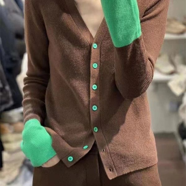 womens knits tees ewq vintage flared sleeve colorblock knit cardigan vneck fashion brown wool knit sweater trendy womens clothing autumn 220, White
womens knits tees ewq vintage flared sleeve colorblock knit cardigan vneck fashion brown wool knit sweater trendy womens clothing autumn 220, White