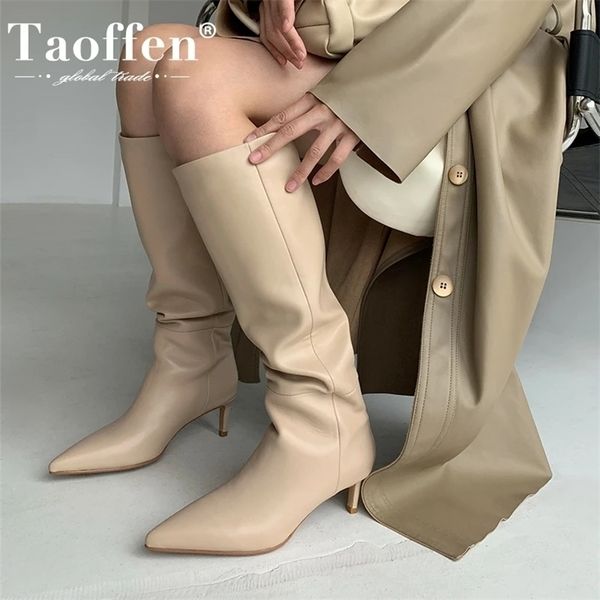 boots taoffen size 3343 women genuine leather knee high pointed toe thin heel slip on party club winter ladies footwear 220928, Black
boots taoffen size 3343 women genuine leather knee high pointed toe thin heel slip on party club winter ladies footwear 220928, Black