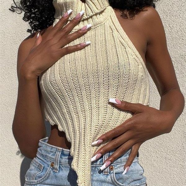 women's vests irregular knit backless for women female high neck off shoulder pullover casual basic vest 220928, Black;white
women's vests irregular knit backless for women female high neck off shoulder pullover casual basic vest 220928, Black;white
