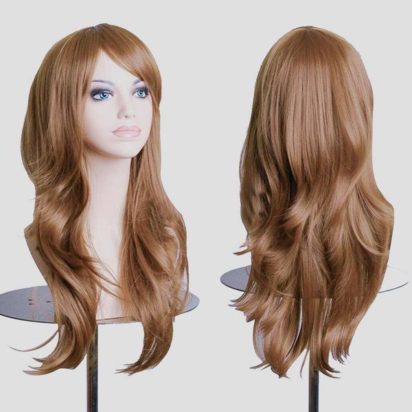 women long wavy hair heat resistant cosplay for women light brownwig, Black
women long wavy hair heat resistant cosplay for women light brownwig, Black
