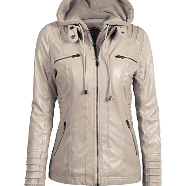 women's leather faux ftlzz 7xl women hooded jacket pu motorcycle hat detachable casual punk outerwear 220928, Black
women's leather faux ftlzz 7xl women hooded jacket pu motorcycle hat detachable casual punk outerwear 220928, Black