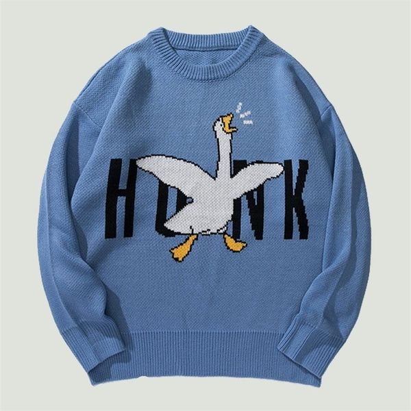 men's sweaters streetwear hip hop screaming goose pattern letter knitted mens harajuku cotton casual loose all-match pullovers 220930, White;black
men's sweaters streetwear hip hop screaming goose pattern letter knitted mens harajuku cotton casual loose all-match pullovers 220930, White;black