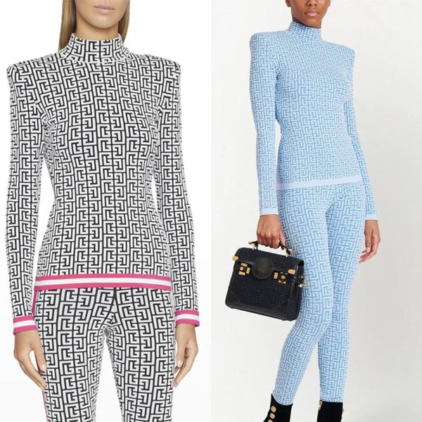 high-quality lady two piece pants geometric pattern knitting sweater and pants, White
high-quality lady two piece pants geometric pattern knitting sweater and pants, White