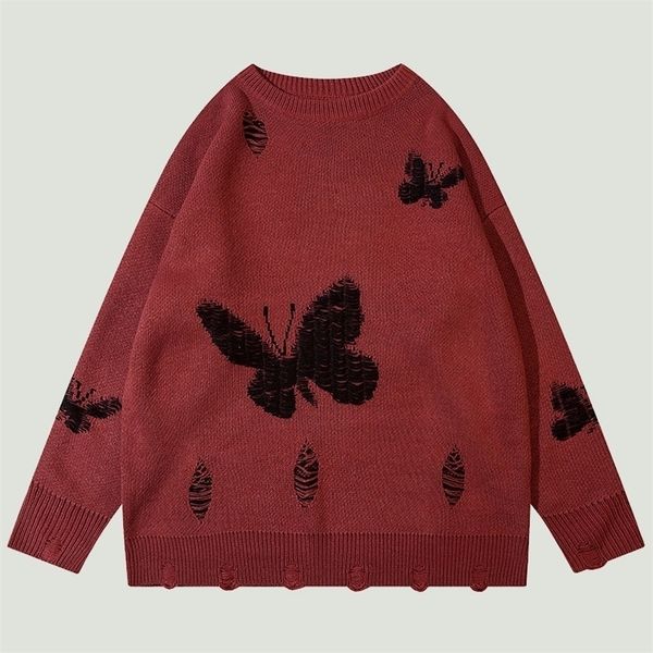 men's sweaters vintage butterfly knitted jumper mens hip hop harajuku ripped pullovers oversized casual loose fashion streetwear 22093, White;black
men's sweaters vintage butterfly knitted jumper mens hip hop harajuku ripped pullovers oversized casual loose fashion streetwear 22093, White;black