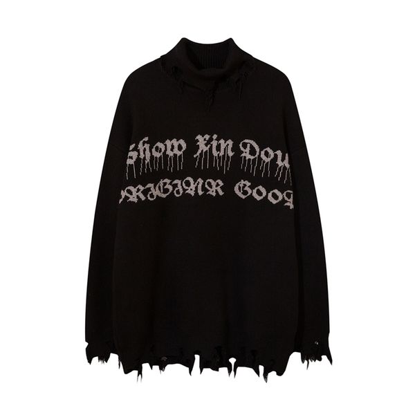 men's sweaters half high collar goth women oversized long sleeve knitted pullovers y2k ripped sweater harajuku streetwear 220930, White;black
men's sweaters half high collar goth women oversized long sleeve knitted pullovers y2k ripped sweater harajuku streetwear 220930, White;black