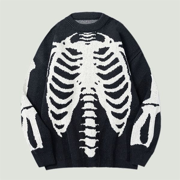 men's sweaters streetwear oversized knitted mens vintage skeleton bone printed hip hop harajuku patchwork casual pullover black 220930, White;black
men's sweaters streetwear oversized knitted mens vintage skeleton bone printed hip hop harajuku patchwork casual pullover black 220930, White;black