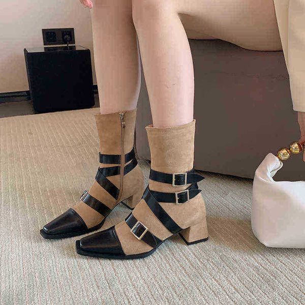 designer boots fashion women mid calf cross bandage flock side zipper square toe winter green black beige thick heels belt 220815
designer boots fashion women mid calf cross bandage flock side zipper square toe winter green black beige thick heels belt 220815