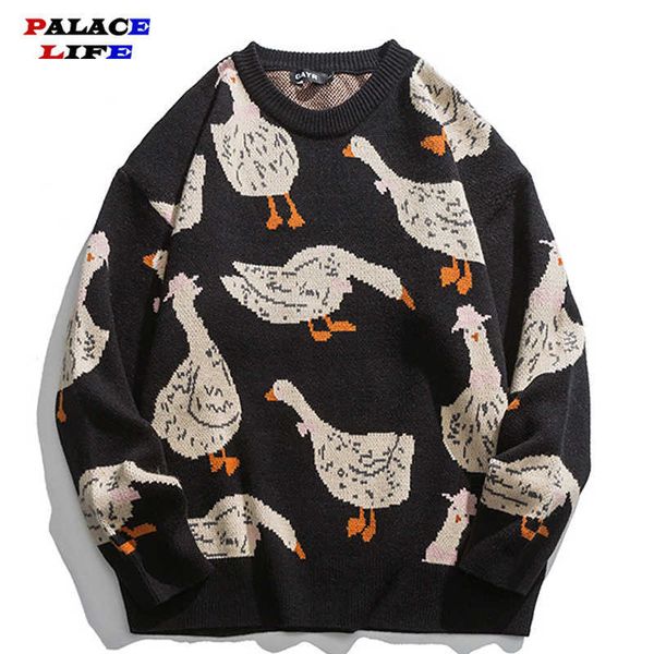 men's sweaters japanese knitted sweater men women 2021 winter funny full goose print long sleeve jumper pullover oversize streetwear ca, White;black
men's sweaters japanese knitted sweater men women 2021 winter funny full goose print long sleeve jumper pullover oversize streetwear ca, White;black