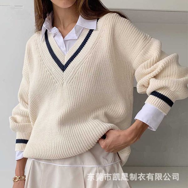 women's knits & tees 2021 autumn and winter style casual splicing contrast color show thin loose long sleeve women's sweater, White
women's knits & tees 2021 autumn and winter style casual splicing contrast color show thin loose long sleeve women's sweater, White