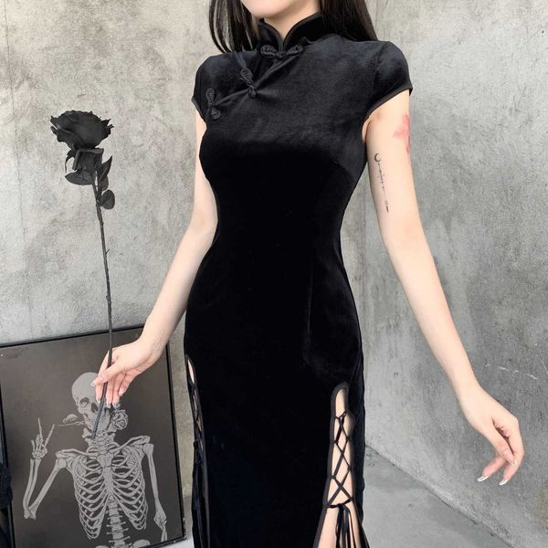 21495 national style improved qipao women's dress autumn and winter new girl split temperament slim skirt, White
21495 national style improved qipao women's dress autumn and winter new girl split temperament slim skirt, White