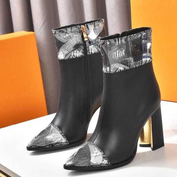 silhouette black boots designer luxury woman hight heel boots