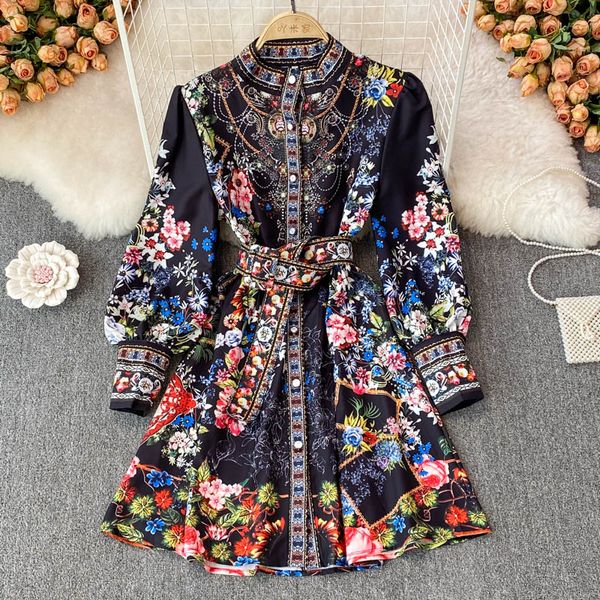 spring and autumn vintage court style dress bubble long sleeve printed stand collar single breasted waist slim a-line skirt, Black;gray
spring and autumn vintage court style dress bubble long sleeve printed stand collar single breasted waist slim a-line skirt, Black;gray