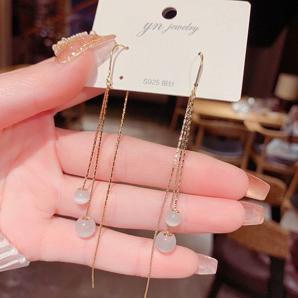 fashion cat's eye stone fringe dangle earrings women female s925 silver needle long earrings temperament slim ear line jewelry gift
fashion cat's eye stone fringe dangle earrings women female s925 silver needle long earrings temperament slim ear line jewelry gift