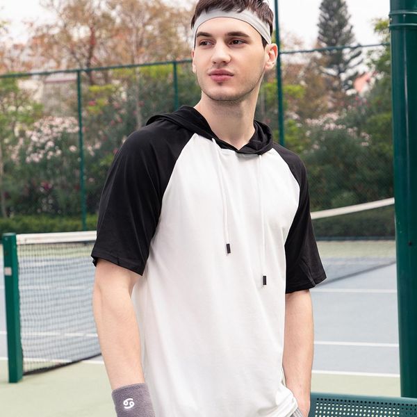 new men t shirt hooded summer casual t-shirts splice male hip hop streetwear tshirts mens loose gym tees, White;black
new men t shirt hooded summer casual t-shirts splice male hip hop streetwear tshirts mens loose gym tees, White;black